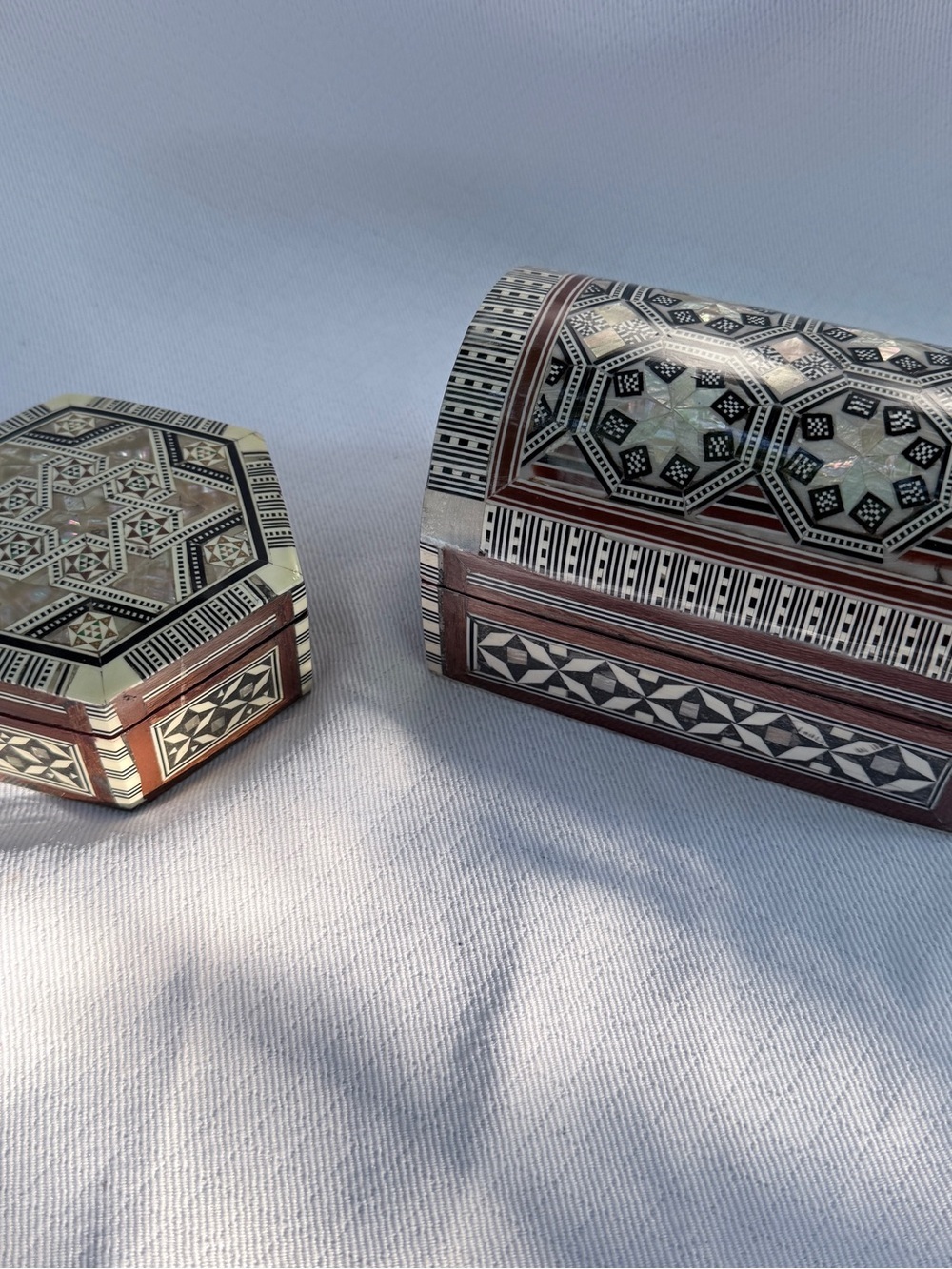 Handmade Middle Eastern Inlay Box Set of 2 in Excellent Condition